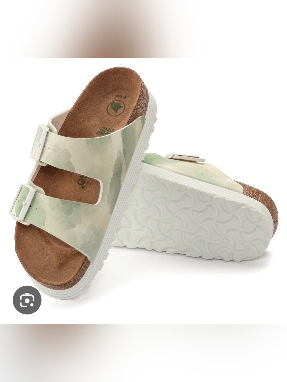 Papillio By Birkenstock Arizona Camo  Green White Sandals Size 38-L7-M8.